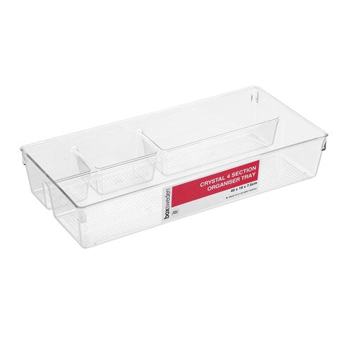 CRYSTAL 4 SECTION ORGANISERTRAY 40X18X7.5CM