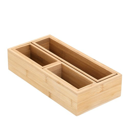 BAMBOO ORGANISATION TRAY SET 4PC 32X16X7CM