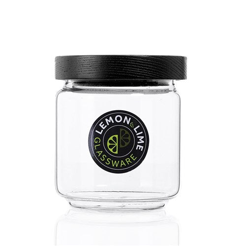 WOODEND BLACK GLASS CANISTER500ML 9X9X10CM