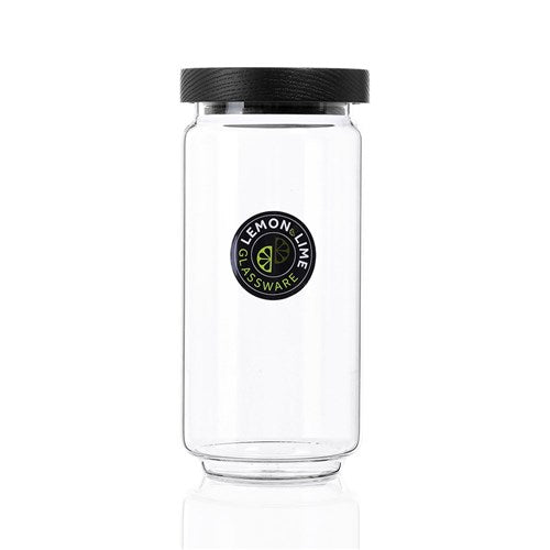 WOODEND BLACK GLASS CANISTER1L 9X9X19CM