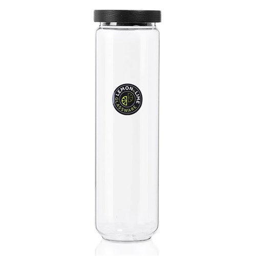 WOODEND BLACK GLASS CANISTER1.65L 9X9X30CM