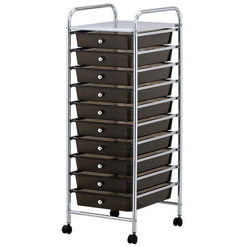 METAL TROLLEY 10 DRAWER BLACKW/WHEELS 32X36.5X90CM