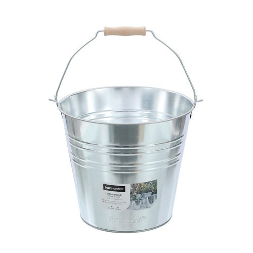 METAL BUCKET WOOD HANDLE 12L GALVANISED 30X30X27CM