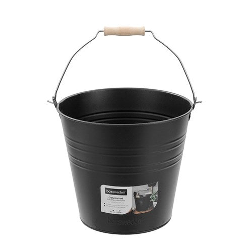 METAL BUCKET WOOD HANDLE 12L BLACK 30X30X27CM