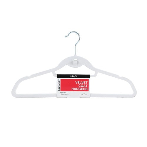 VELVET HANGERS WHITE 5PK44.5CM