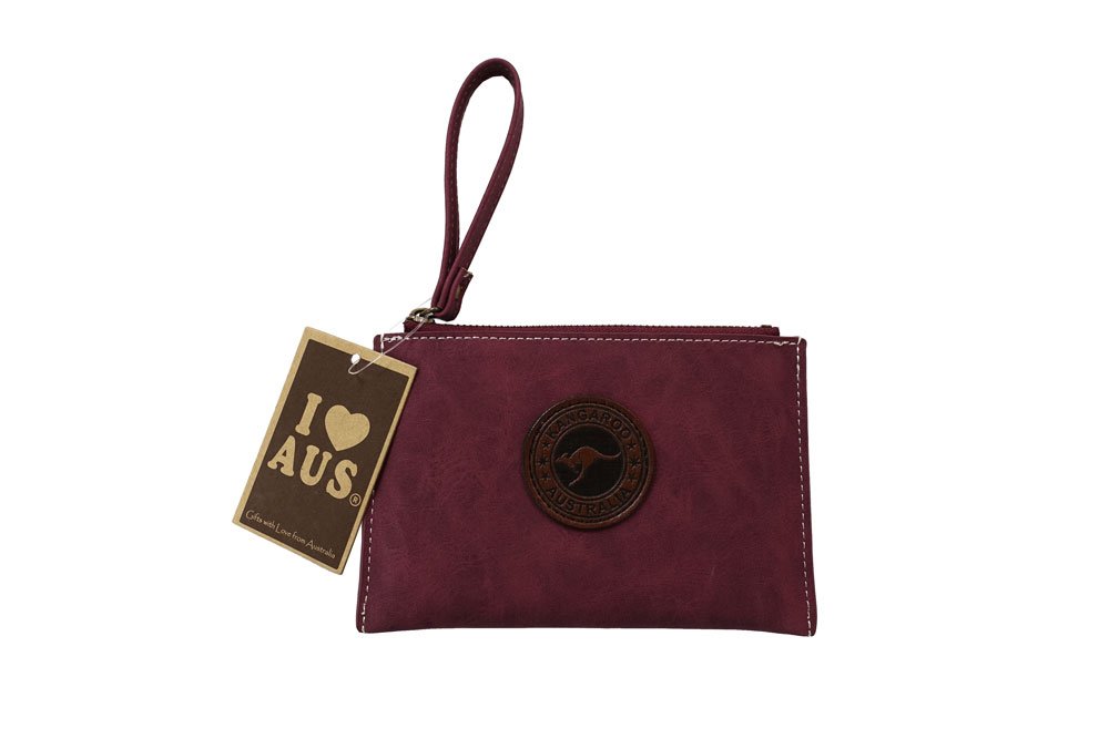 Wallet with carry stripe Kangaroo stamp wine red