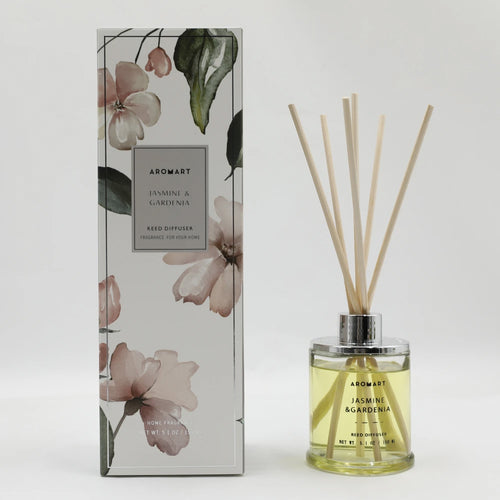 AROMART D7.2X9.7CMH 150ML GLASS DIFFUSER WITH PLASTIC LID SCENT JASMINE GARDENIA