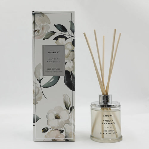 AROMART D7.2X9.7CMH 150ML GLASS DIFFUSER WITH PLASTIC LID SCENT VANILLA CARAMEL