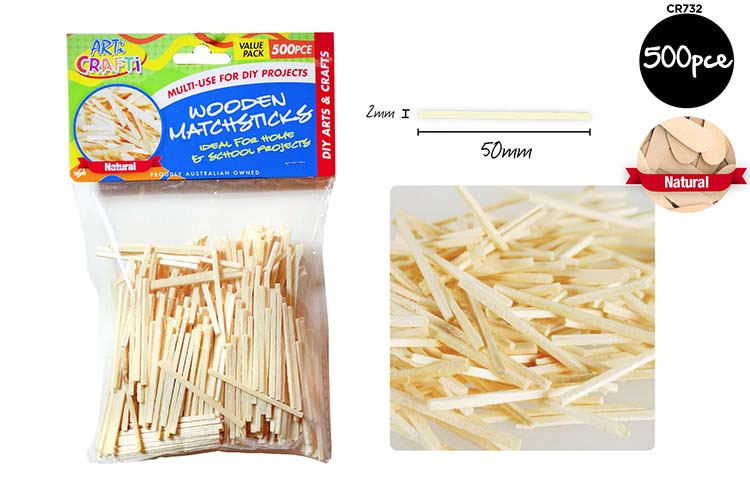 500pce Wooden Matchsticks-5cmL-NAT