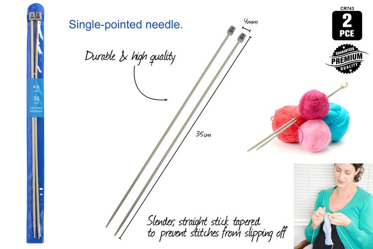 1pce Knitting Needles-4mm x 35cm