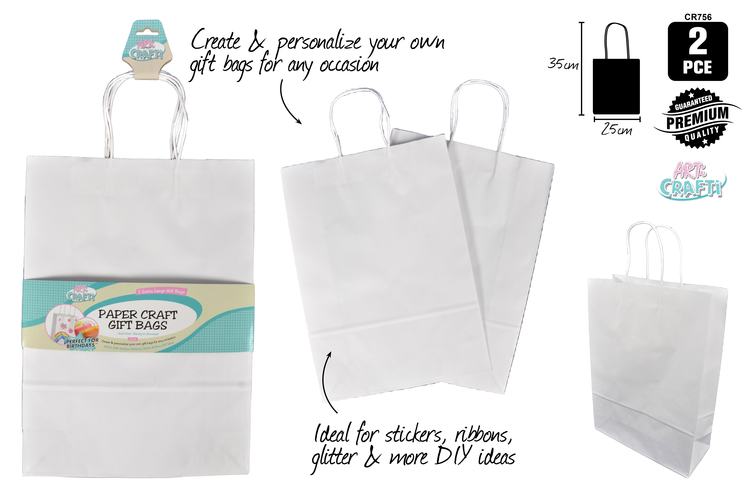 2pce Paper Gift bag 35x25x10cm- White