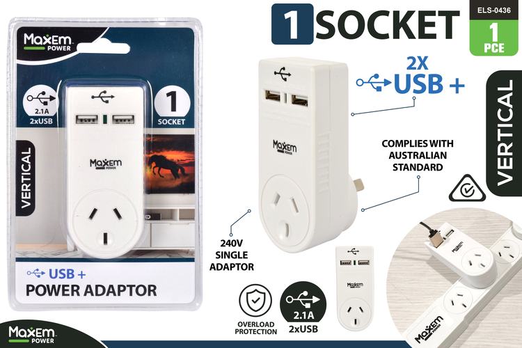 1pce Power Adaptor w/2x2.5A Amp USB