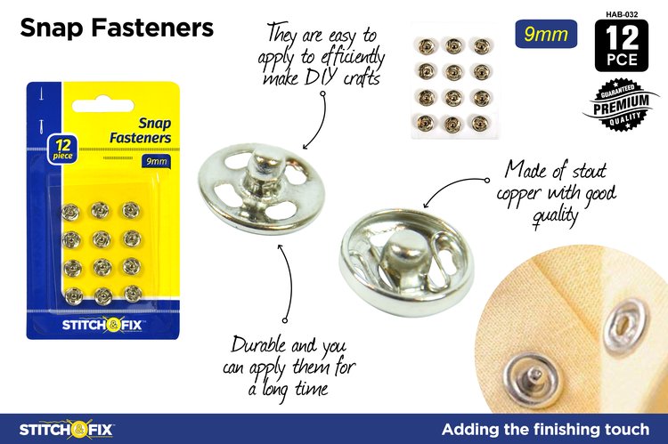 12pce Snap Fasteners