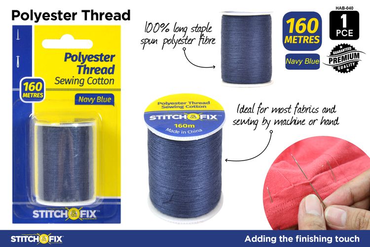 1pce Poly Thread Cotton 160m Navy