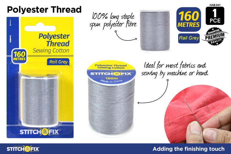 1pce Poly Thread Cotton 160m Rail Grey