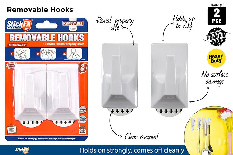 2pce Self-Adhesive Hooks-2KG-Rem-8cmH