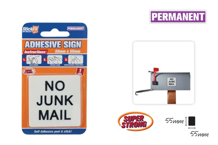 1pce No Junk Mail Sign 5 5x5 5cm