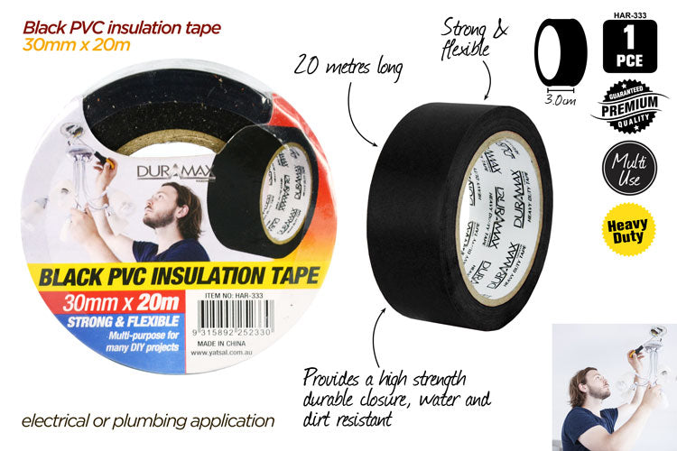 1pce Black PVC Tape 30mmx20m