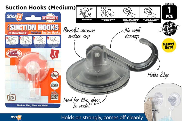 1pc Med Suction Hook-Holds 3k CLEAR