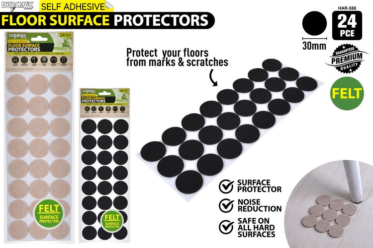 24pce Felt Adhesive Skid Protectors -Rnd