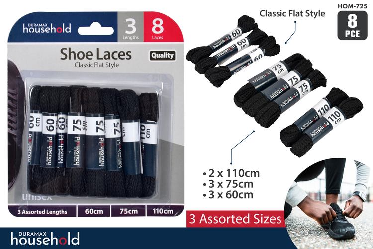 8pce ShoeLaces-60cm(3)-75cm(3)-110cm