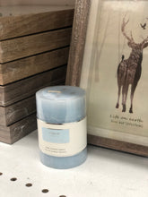Load image into Gallery viewer, BLUE SCENTED PILLAR CANDLE —JASMINE GARDEN
