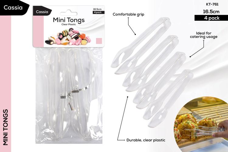 4pce Mini Plastic Tongs