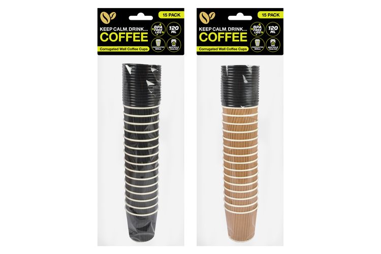 15pce Disposable Paper Coffee Cup 120ml