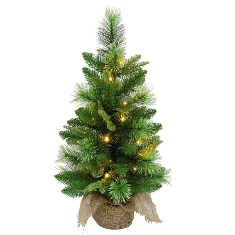 XMAS TREE W/POT 60CM PE NEEDLE MIXED 62TIPS BURLAP POT