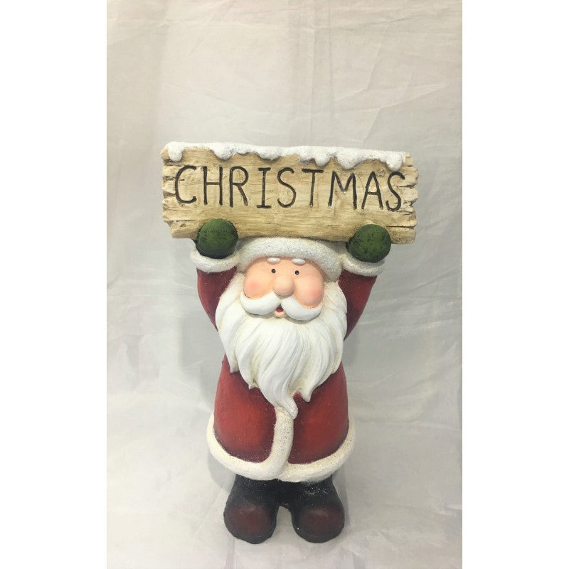 SANTA W/CHRISTMAS SIGN 26.8X18.4X48.4CMH