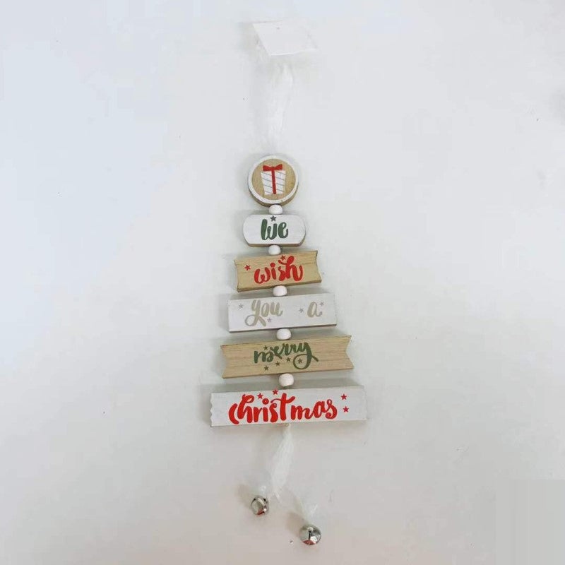 WOODEN HANGING TREE SHAPE WE WISH YOU A MERRY CHRISTMAS 41*11*20CM