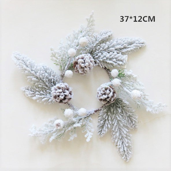 XMAS SNOWY RING PINE/BERRY/CONE 37/12CM DIA