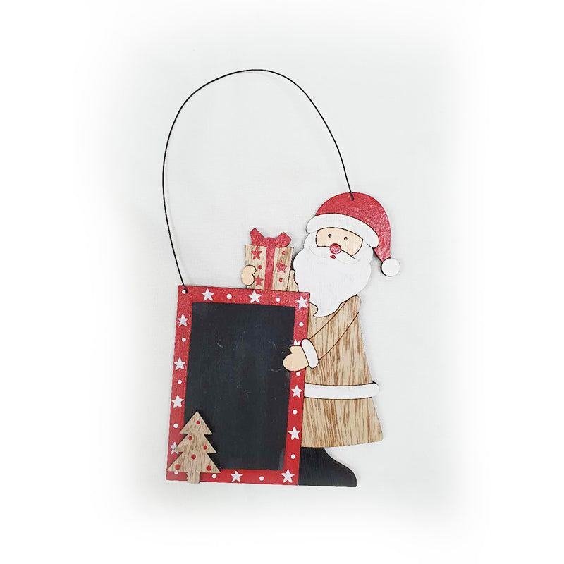 WOODEN SANTA W/BLACKBOARD 13X18CM