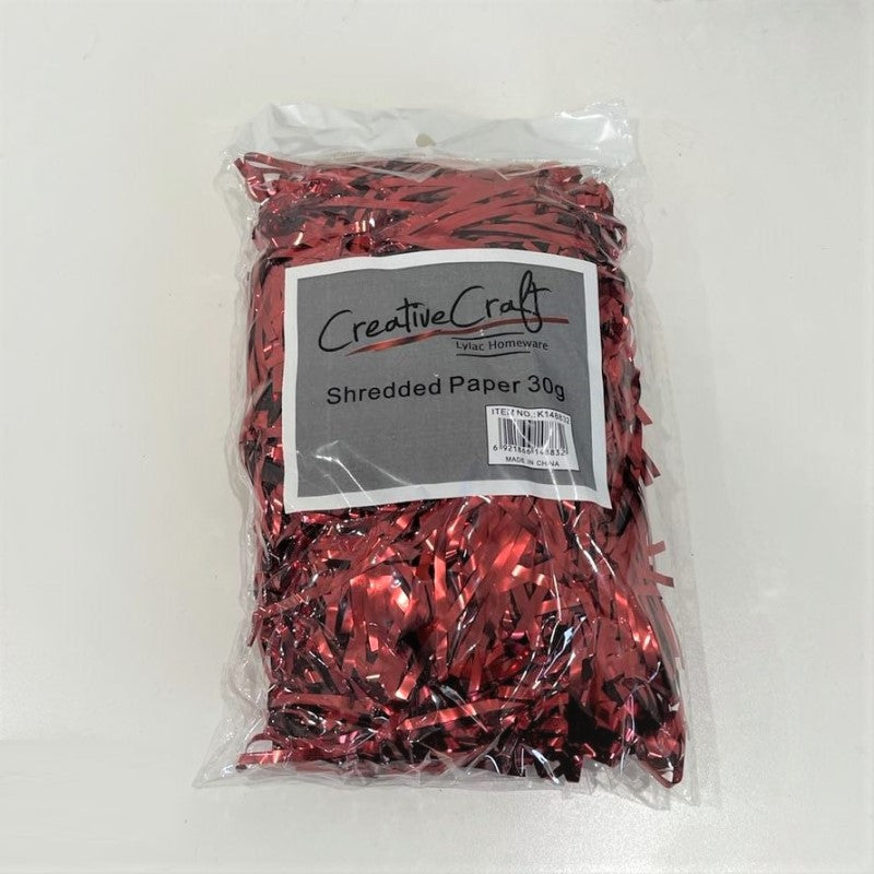 CRAFT SHRED PAPER 30CM METALLIC RED