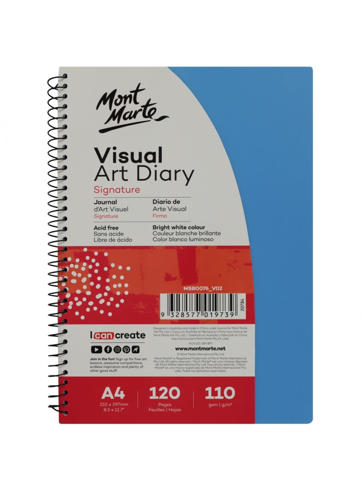 MM Visual Art Diary PP Coloured Cover A4