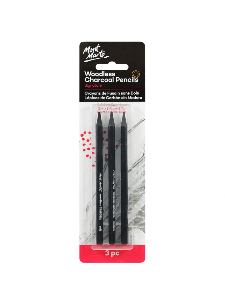 MM Woodless Charcoal Pencils 3pc