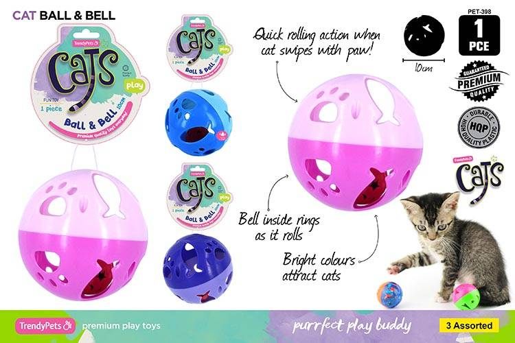 1pce Cat Ball with Bell Toy Aprox 10cm