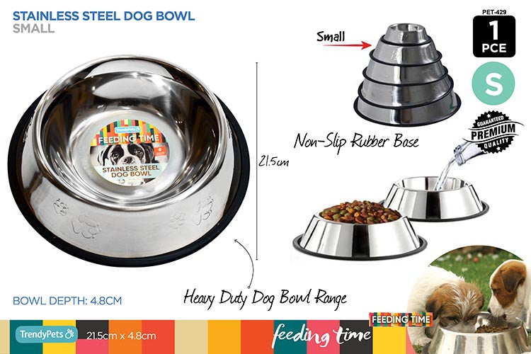 1pc Stainless Steel Dog Bowl 21.5x4.8cm