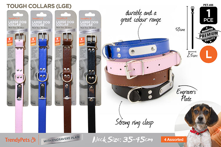 PU Dog Collar Large 2.5Wx50cmH 4 colors