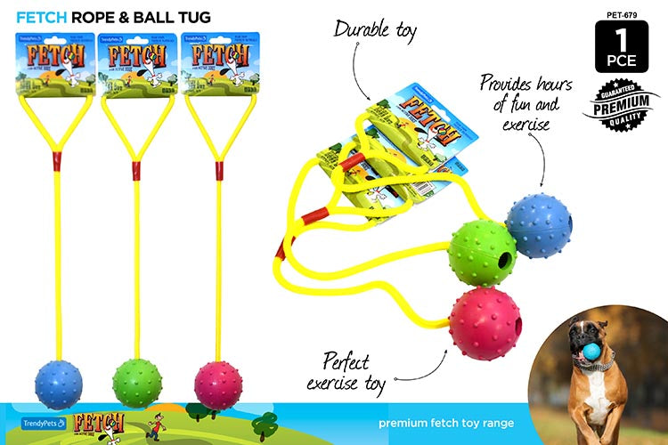 1pce Rubber Ball&Rope Fetch Toy