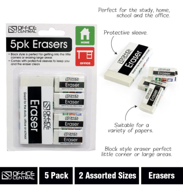 Erasers 5pk