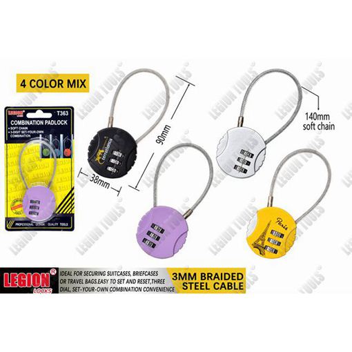 Combination Padlock W/Soft Chain