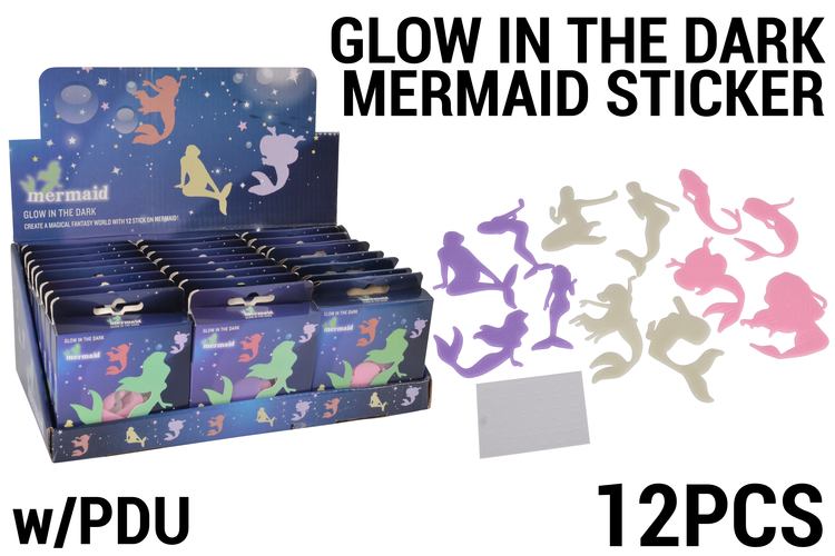 12pce Glow in the Dark Mermaid Sticker