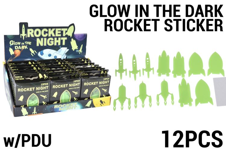 12pc Glow in the Dark Rocket Sticker