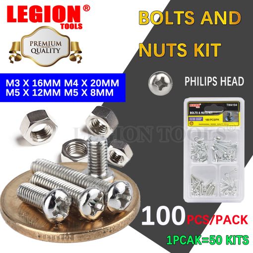 Bolts & Nuts Kit 100Pcs/Set 4104