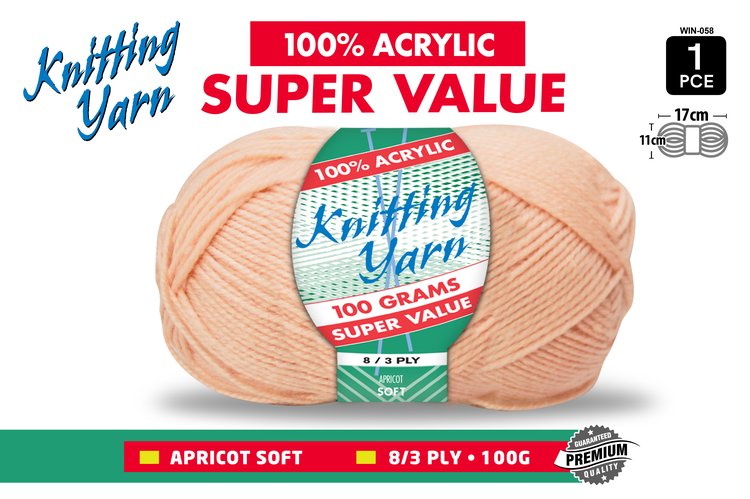 1pce Knitting Yarn-8 Ply-100g-Apricot