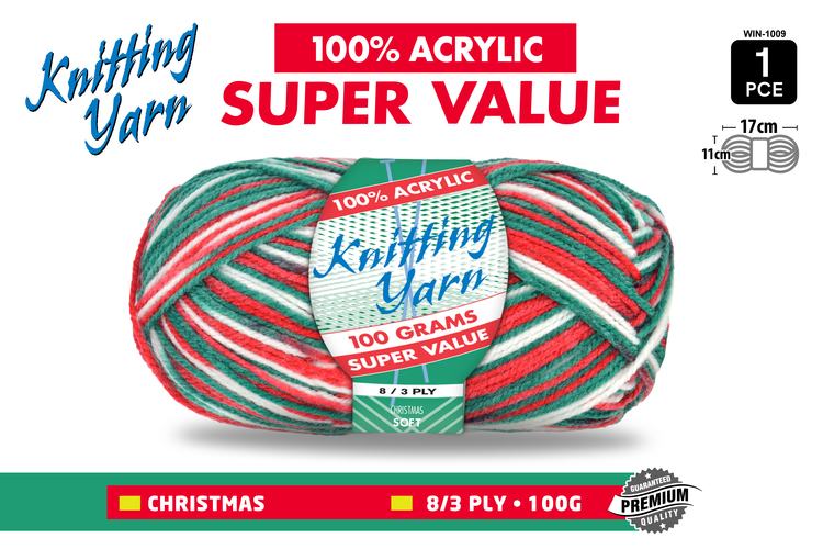 1pce Knitting Yarn-8 Ply-100g- Christmas
