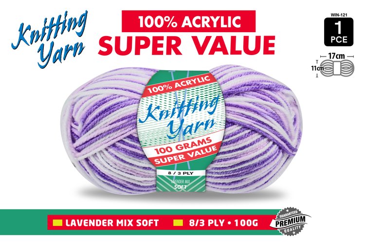 1pce Knitting Yarn-8 Ply-100g- Laven Mix