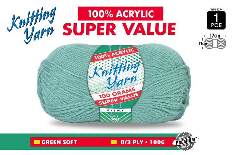 1pce Knitting Yarn-8 Ply-100g- Pale Gree