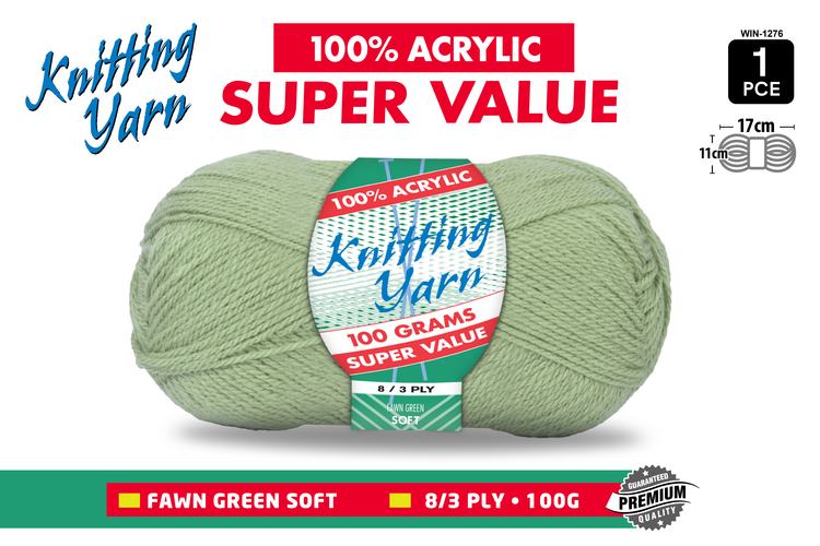 1pce Knitting Yarn-8 Ply-100g- Fawn Gree